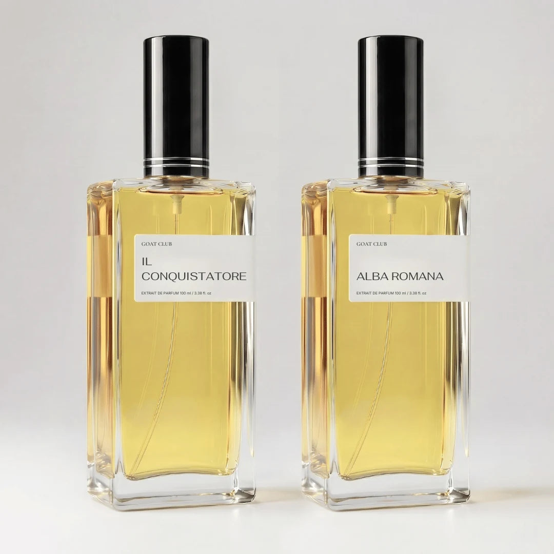Arsenal GOAT: dos perfumes de 100 ml a elegir, sobre fondo blanco