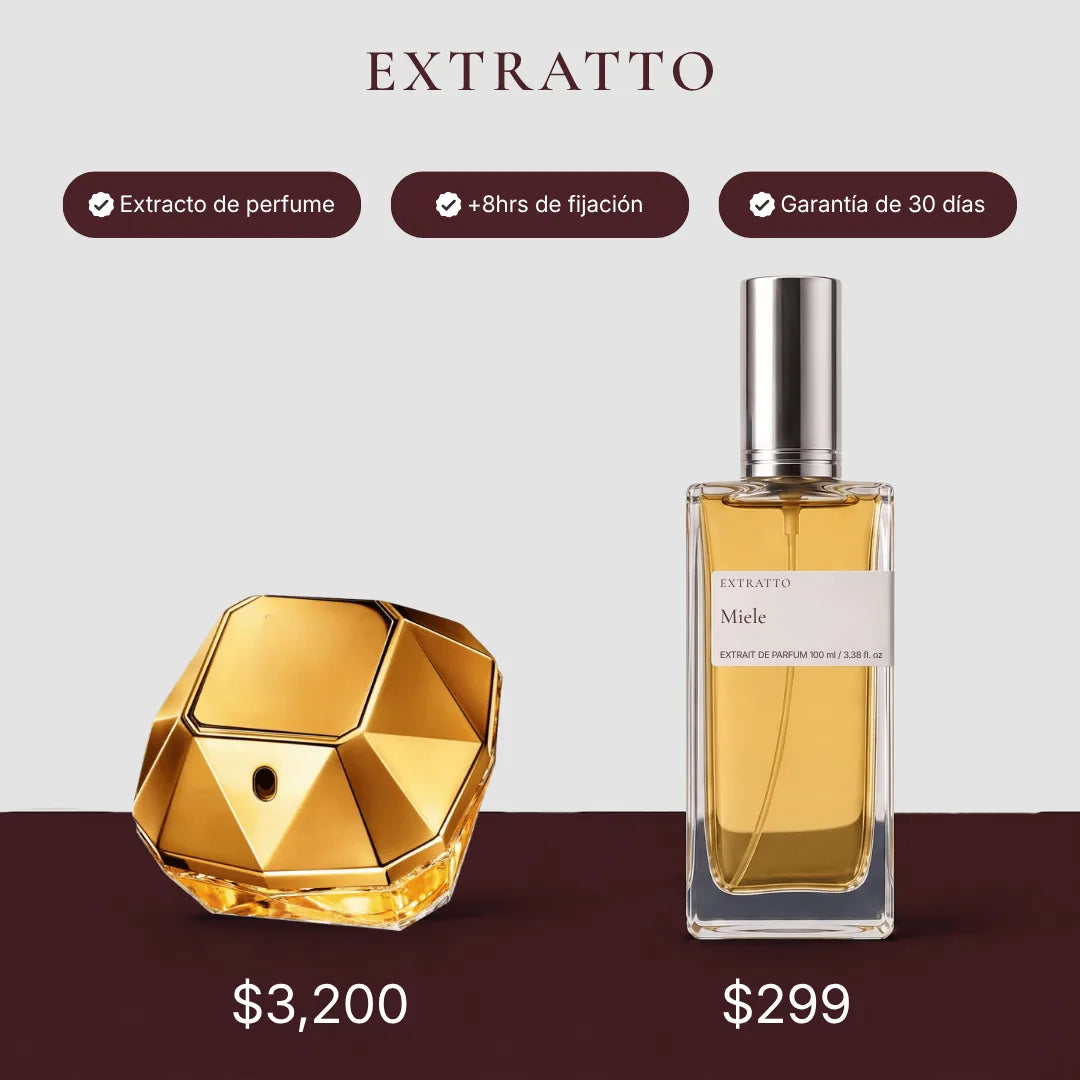 Comparación de precio: Miele de Extratto frente a Lady Million de Paco Rabanne