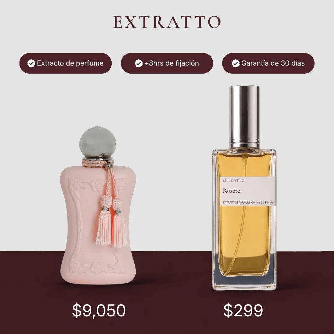 Comparación de precio: Roseto de Extratto frente a Delina de Parfums de Marly