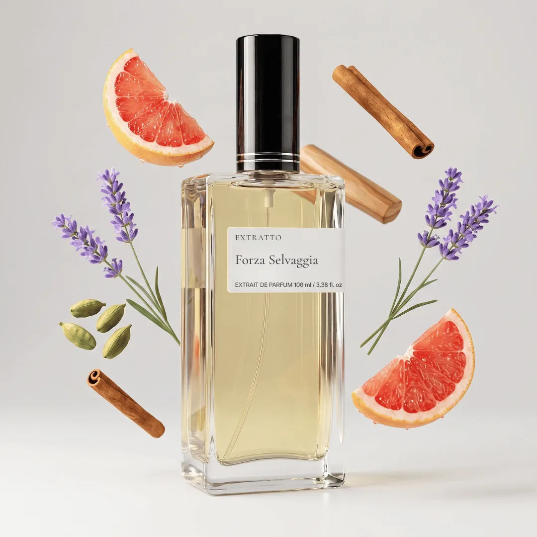 Notas olfativas de Forza Selvaggia, perfume inspirado en Dior Sauvage Elixir
