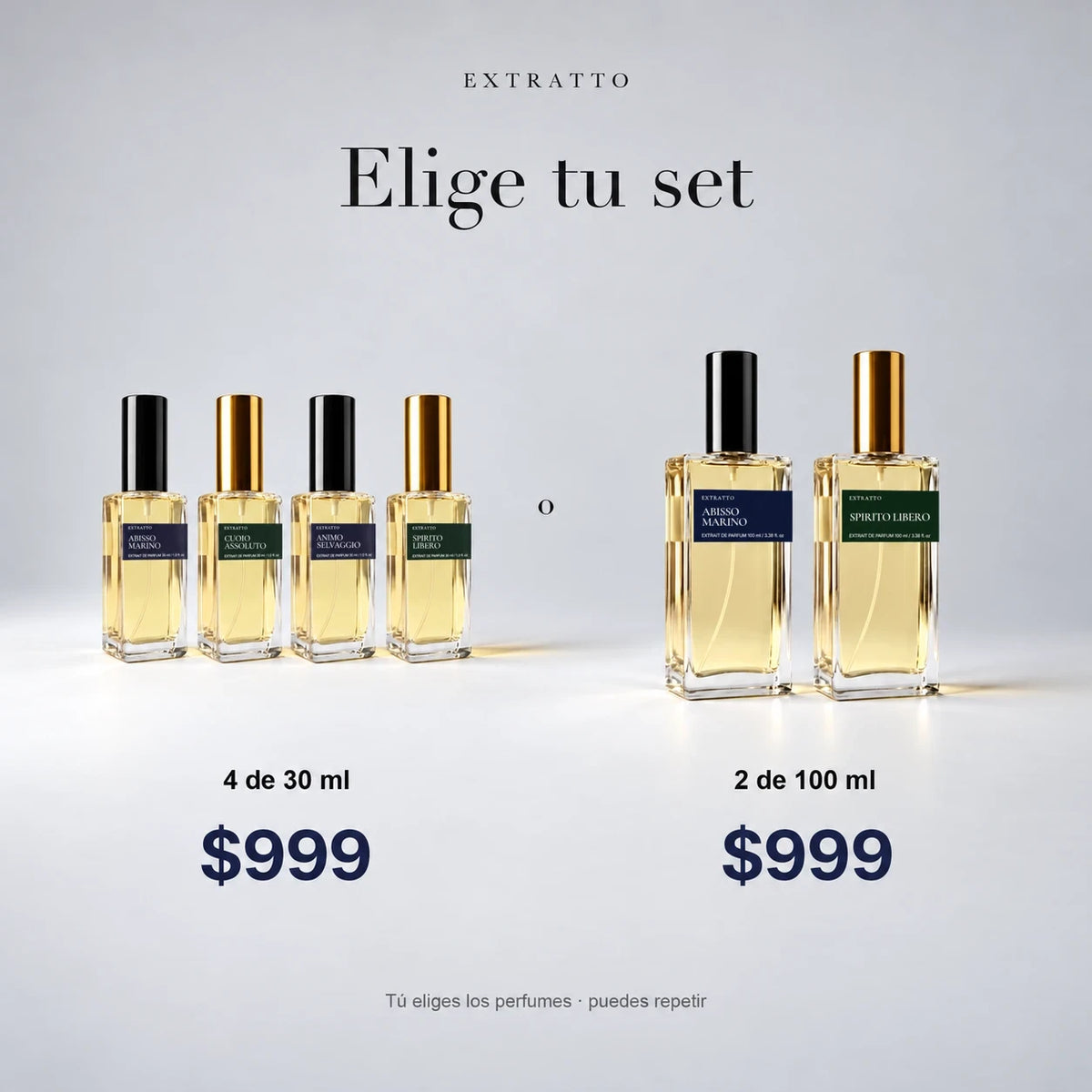 Set para él: elige 4 de 30 ml o 2 de 100 ml por $999