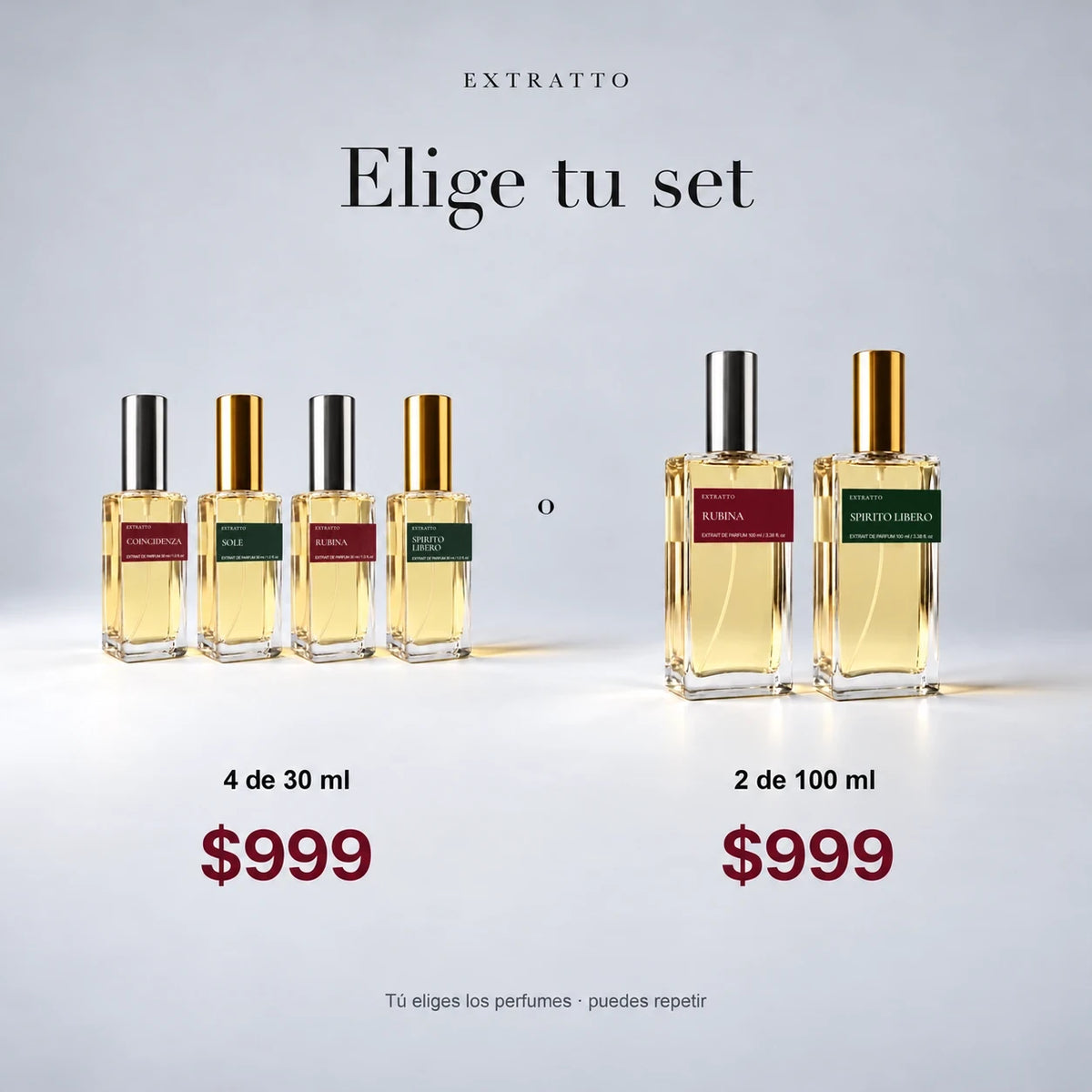 Set para ella: elige 4 de 30 ml o 2 de 100 ml por $999